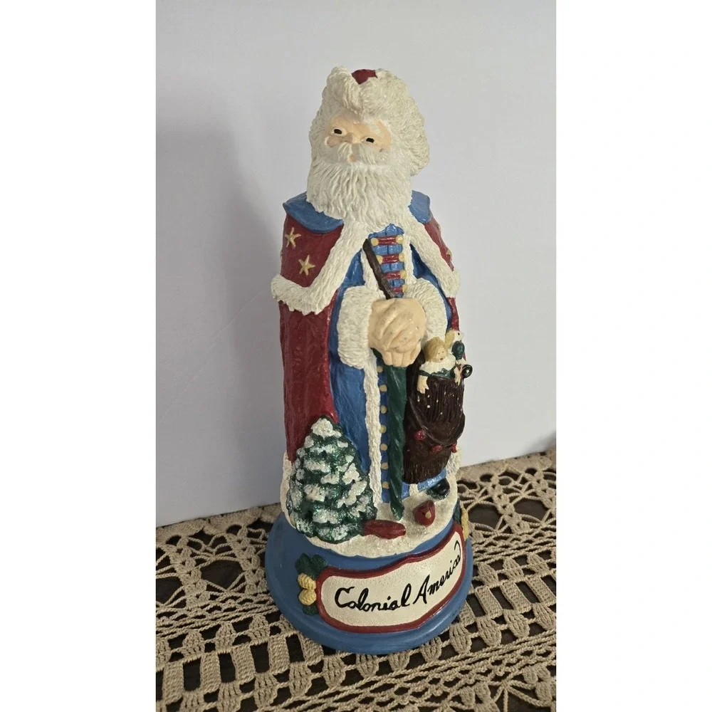 Colonial America Santa Figurine AU99 Patriotic Christmas Statue Vintage Decor